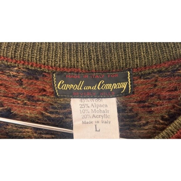 VTG 80s Carroll And Company Men Sweater Mohair Wool Blend Sweater Italy Eclectic - Picture 7 of 7